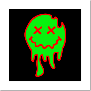 ACID SMILEY (MELTING) #7 (RED/GREEN) Posters and Art